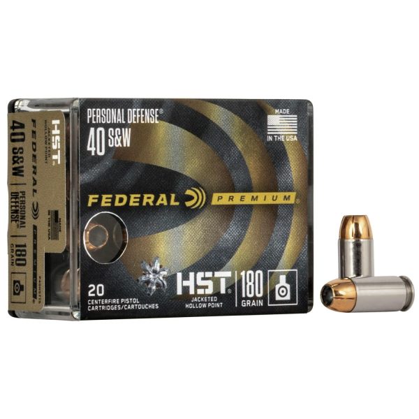 Federal premium personal defense hst handgun ammunition. 40 s&w 180gr 1010fps hst - 20/box