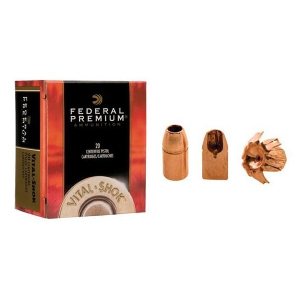 Federal premium vital-shok handgun ammunition. 44 mag 225 gr bxp 1280 fps 20/box