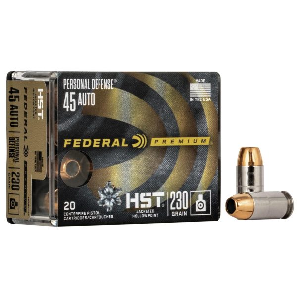 Federal premuim personal defense centerfire handgun ammunition. 45 acp 230 gr jhp 890 fps 20/box