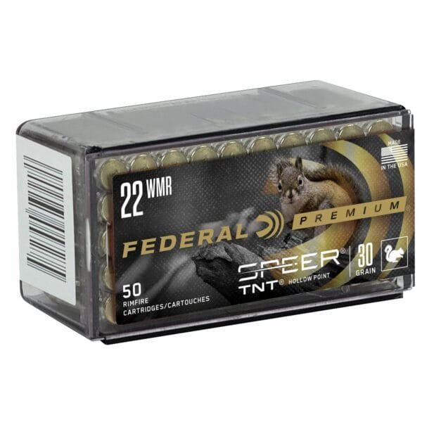 Federal varmint & predator speer tnt rimfire ammunition. 22 wmr 30 gr jhp 50/box