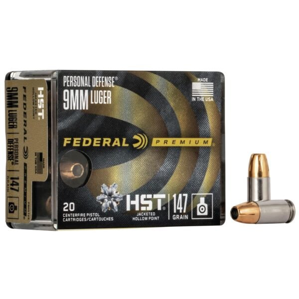 Federal personal defense hst handgun ammunition 9mm luger 147 gr. Jhp 1000 fps 20/ct