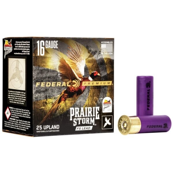 Federal premium prairie storm 16ga 2 3/4" 1-1/8oz 6 shot fs lead ammo 25rd