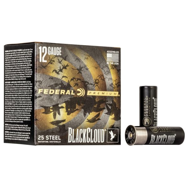 Federal black cloud fs steel shotshells 12ga. 3" 1-1/4oz  #2 1450 fps 25/ct