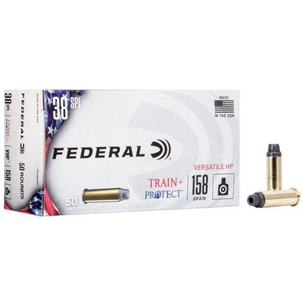 Federal train+protect handgun ammunition. 38 spl 158gr vhp 830 fps 50/ct