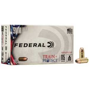 Federal train+protect handgun ammunition 9mm luger 115 gr. Jhp 1180 fps 50/ct