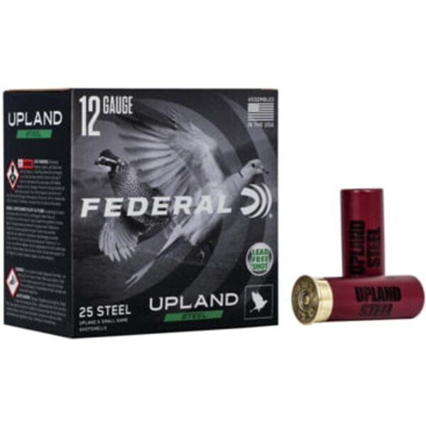 Federal upland steel 12ga 2 3/4in 1 oz 1330 fps 7. 5 paper wad ammo 25rd