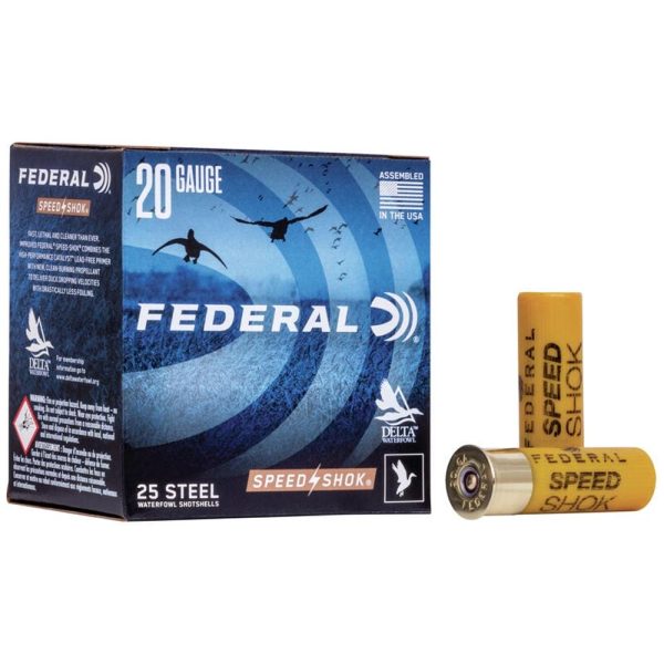 Federal speed-shok high velocity steel 20ga 2-3/4" 3/4oz 7 ammo 25rd