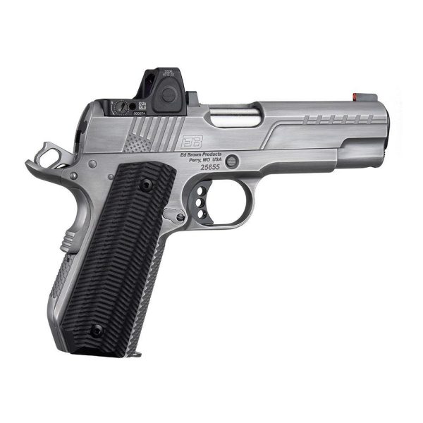 Ed brown fx2 compact stainless bobtail handgun. 45 auto 7rd magazine 4. 25" barrel  american flag serrations w/trij rmrcc