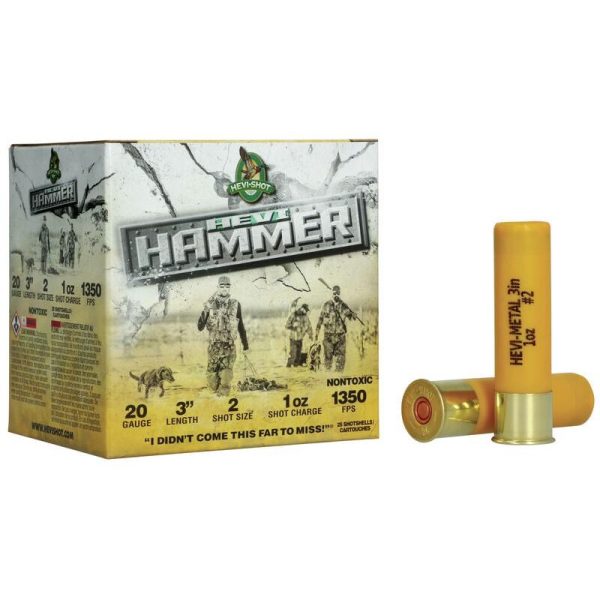 Hevi-shot hevi-hammer shotshells 20 ga 3" 1oz 1350 fps #2 25/ct