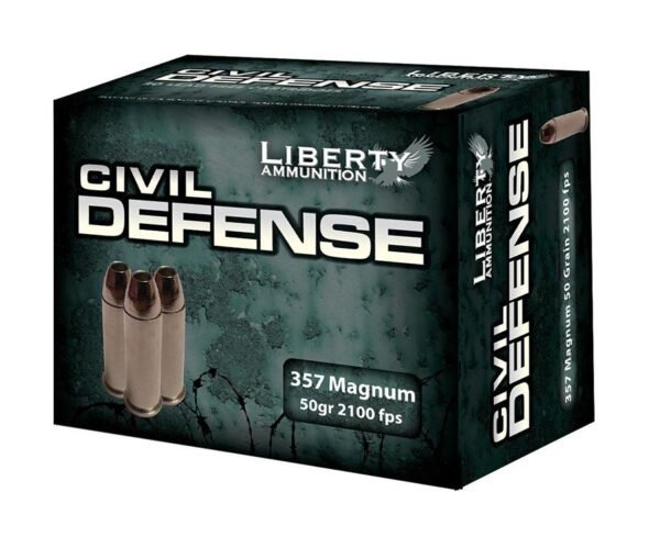 Liberty civil defense handgun ammunition. 357 mag 50 gr schp 2100 fps 20/ct