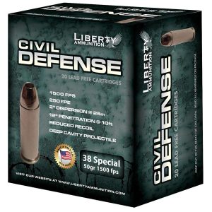 Liberty civil defense handgun ammunition. 38 spl 50 gr schp 1500 fps 20/ct