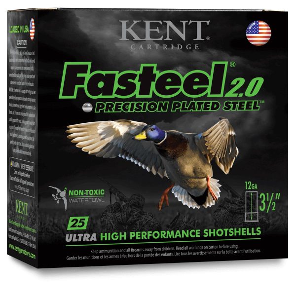 Kent fasteel 2. 0 shotshells 12 ga 3-1/2" 1-3/8oz 1550 fps #bb 25/ct