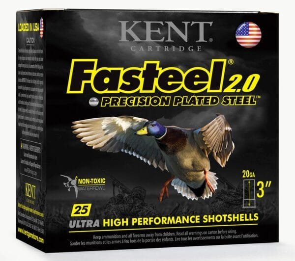 Kent fasteel 2. 0 shotshells 20 ga 3" 7/8oz 1550 fps #2 25/ct