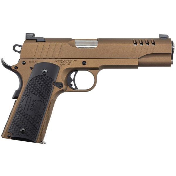 Auto-ordnance 1911a1 handgun 45 acp 7rd magazine 5" barrel burnt bronze night sights
