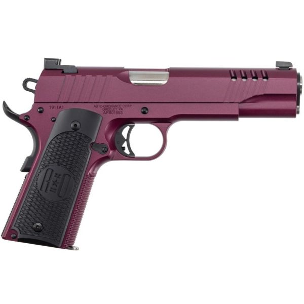 Auto-ordnance 1911a1 handgun 45 acp 7rd magazine 5" barrel cherry night sights