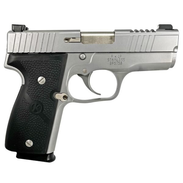 Kahr k9 limited edition cut out stainless steel slide handgun 9mm  luger 7/rd magazines 3. 6" barrel truglo sights