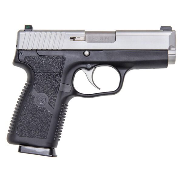 Kahr p9 handgun 9mm luger 7rd(2)&8rd(1) magazines 3. 6" barrel stainless slide/black grip  night sights ca compliant