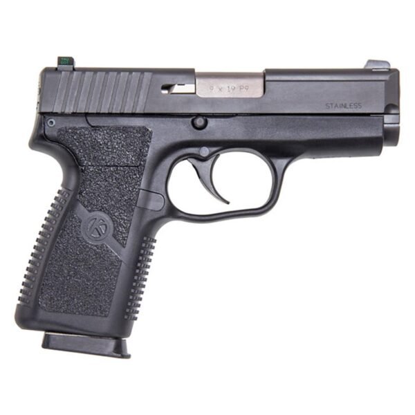 Kahr p9 handgun 9mm luger 7rd(2)&8rd(1) magazines 3. 6" barrel black slide/black grip  night sights ca compliant