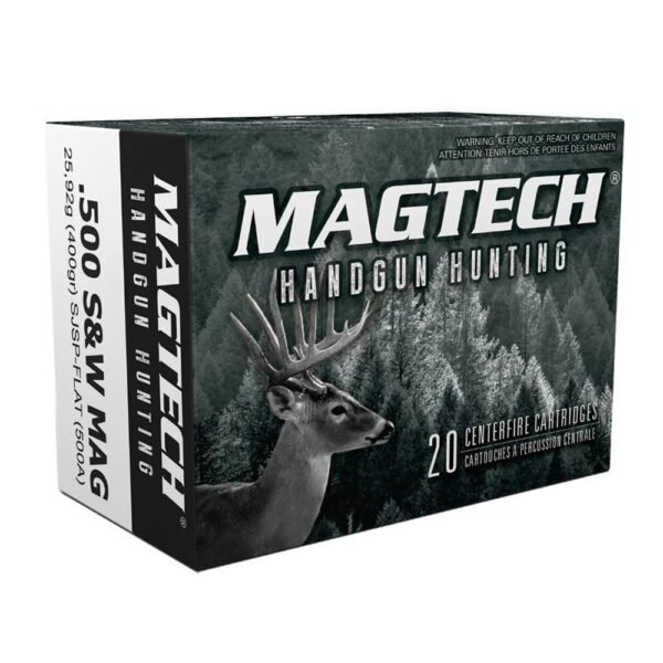 Magtech handgun ammunition. 500 s&w 400 gr jsp 1608 fps 20/ct