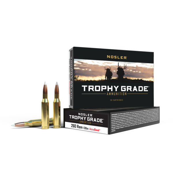 Nosler trophy grade rifle ammunition 260 remington 130gr accubond 20/ct