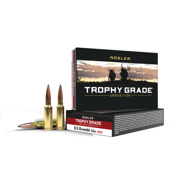 Nosler trophy grade rifle ammunition 6. 5mm grendel 129gr ab 2350 fps 20/ct