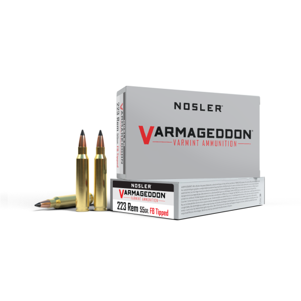 Nosler varmageddon rifle ammunition. 223 rem 55 gr fb tipped 3100 fps 20/ct