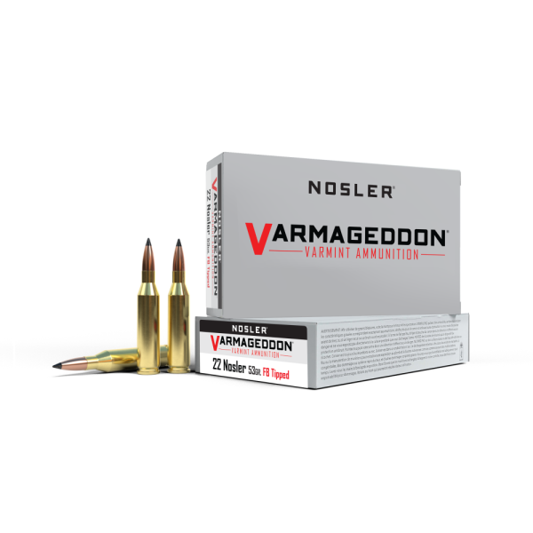 Nosler varmageddon rifle ammunition 22 nosler 53 gr fb tipped 20/ct