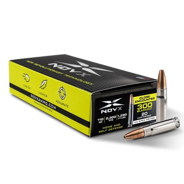 Novx close encounter rifle ammunition. 300 blackout 110gr lead free hp 2300 fps 20/ct