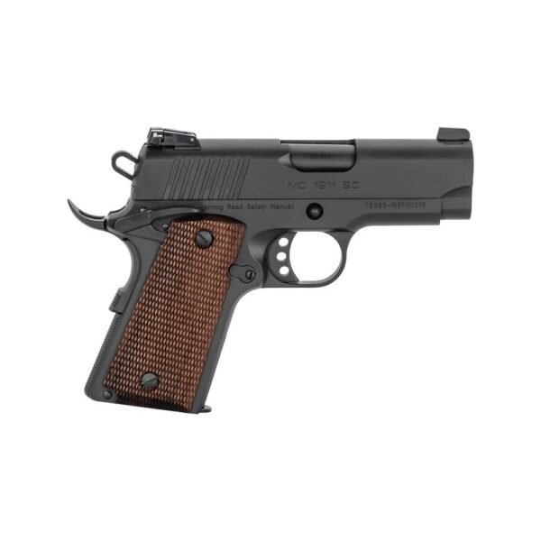 Eaa girsan mc1911 sc officer model handgun 9mm luger 7rd magazine 3. 4" barrel black w/brown grips