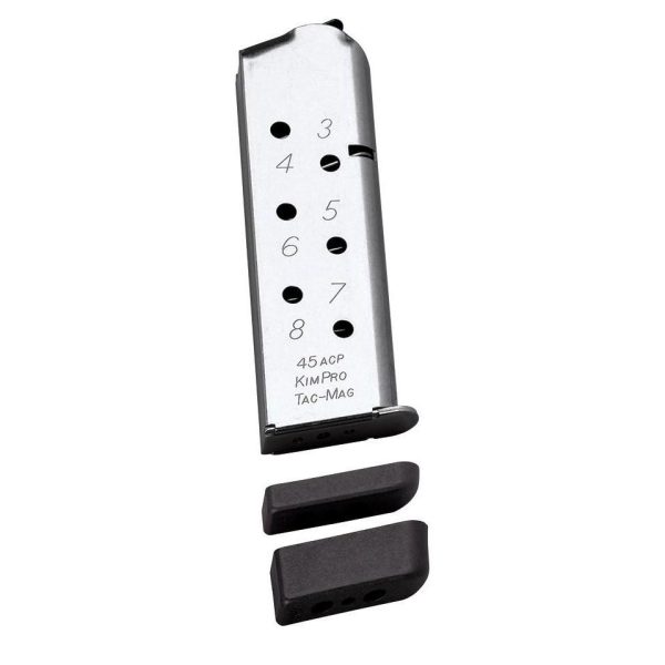 Kimber kimpro tac-mag 1911 handgun magazine stainless steel full-length grip. 45 acp 8/rd