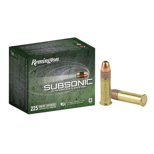 Remington subsonic rimfire ammunition. 22 lr 40 gr. Hp 1050 fps 225/ct
