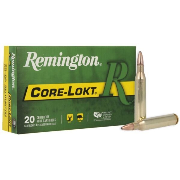 Remington core-lokt rifle ammunition. 25-06 rem 100 gr psp 3230 fps 20/ct