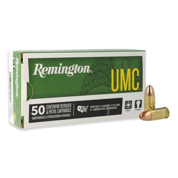 Remington umc handgun ammunition 9mm luger 124 gr. Fmj 1110 fps 50/ct