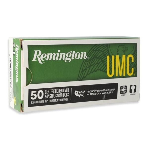 Remington umc handgun ammunition. 40 s&w 165 gr fmj 1150 fps 50/ct