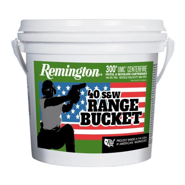 Remington umc range bucket handgun ammunition. 40 s&w 180 gr fmj 990 fps 300/ct