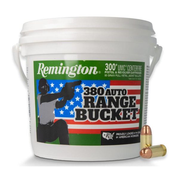 Remington umc range bucket handgun ammunition. 380 auto 95 gr fmj 955 fps 300/ct