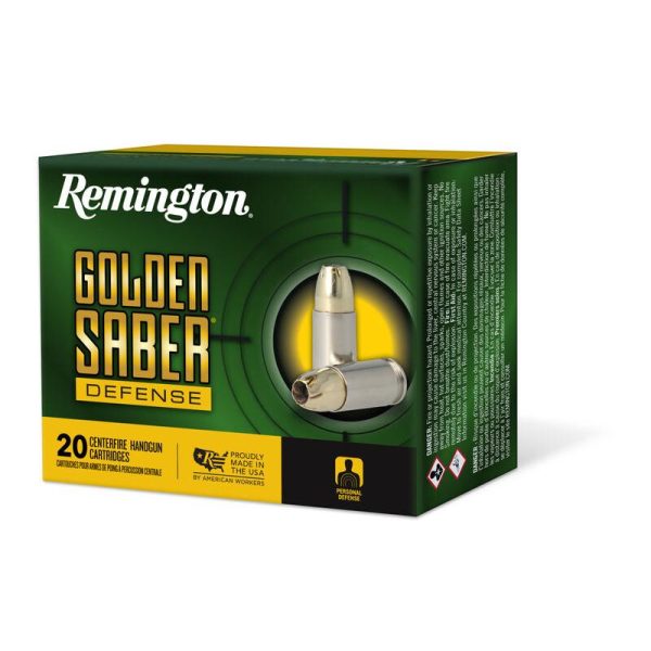 Remington golden saber defense handgun ammunition. 357 mag 125gr bjhp 1220 fps 20/ct