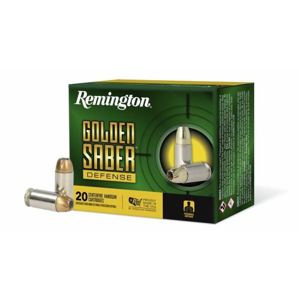 Remington golden saber defense ammunition. 45 auto 185gr bjhp 1015 fps 20/ct