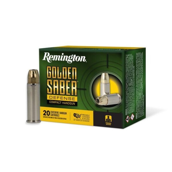 Remington golden saber defense compact ammunition. 38 spl(+p) 125gr bjhp 895 fps 20/ct