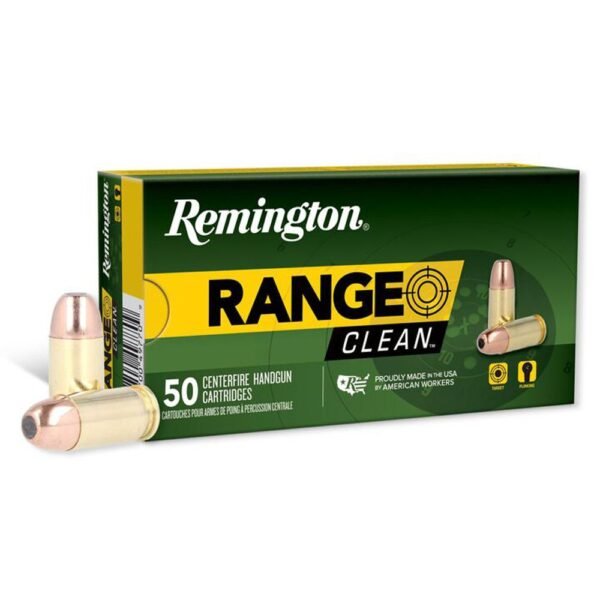 Remington range clean handgun ammunition. 380 auto 95gr fneb 955 fps 50/ct