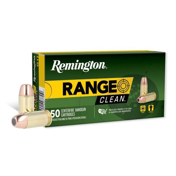 Remington range clean handgun ammunition. 45 auto 230gr fneb 835 fps 50/ct