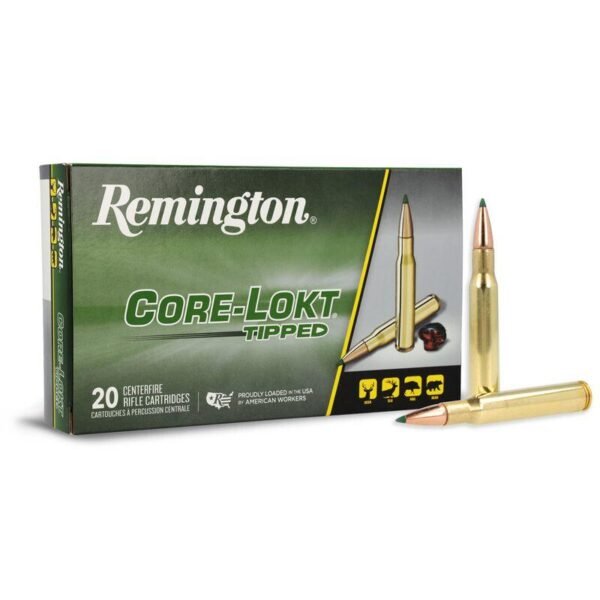 Remington core-lokt tipped rifle ammunition. 30-06 165gr pt 2820 fps 20/ct