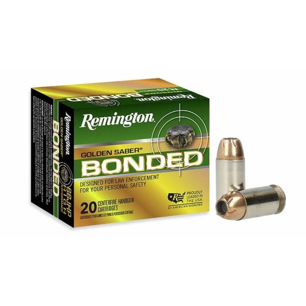 Remington golden saber bonded handgun ammo 45 auto 185 gr bjhp 1015 fps 20/ct