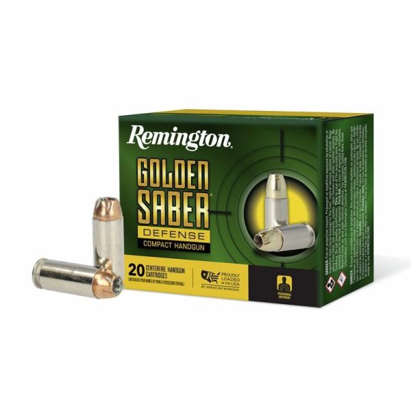 Remington golden saber defense compact ammunition 10mm auto 180gr 1150 fps 20/ct