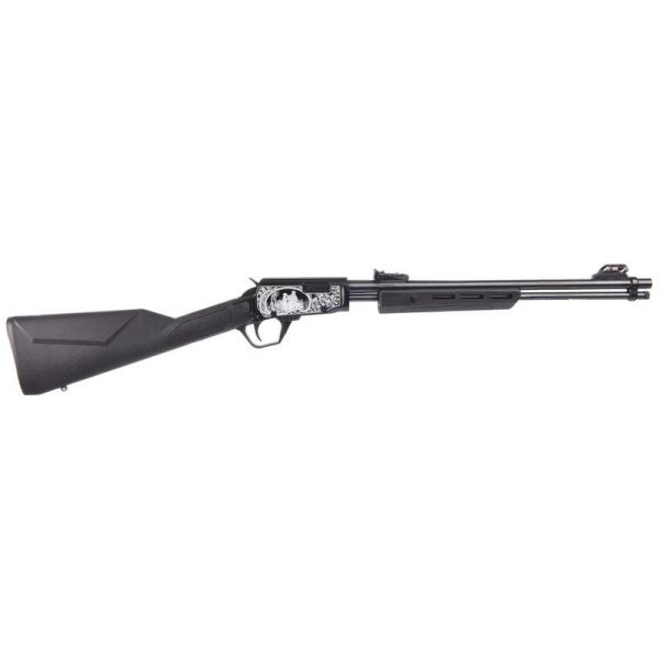 Rossi gallery pump rifle. 22 lr 15rd capacity 18" barrel black synthetic stock feather & son engraving