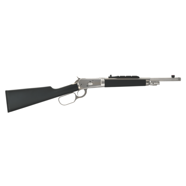 Taylor's 1892 alaskan chrome rifle. 357 mag 5rd capacity 16" 5/8x24 threaded barrel black
