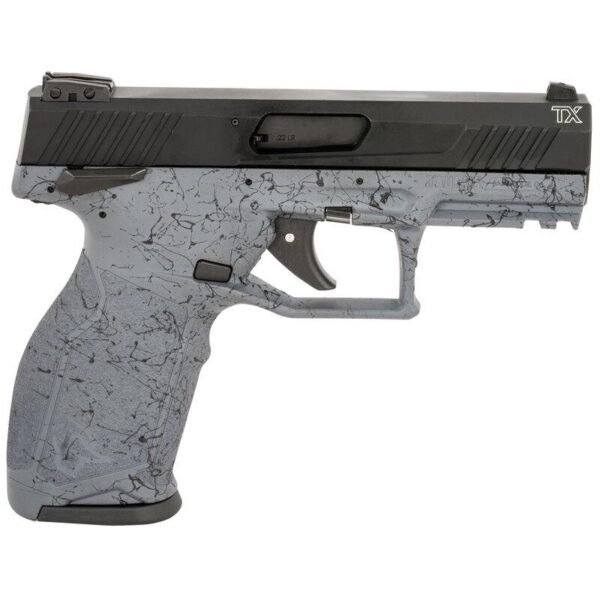 Taurus tx22 handgun. 22 lr 10rd magazines (2) 4" barrel black slide grey frame with black splatter