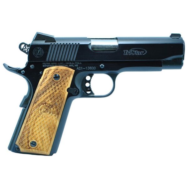 Tristar american classic commander 1911 handgun 9mm luger 10rd magazine 4. 25" barrel black with wood grip
