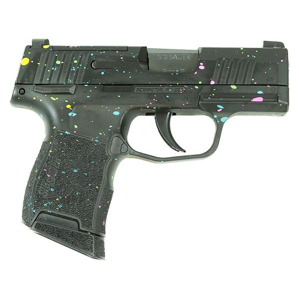 Sig sauer "multi-color paint splatter" p365 optic ready handgun 9mm luger 10rd magazines(2) 3. 1" barrel x-ray 3 sights manual safety