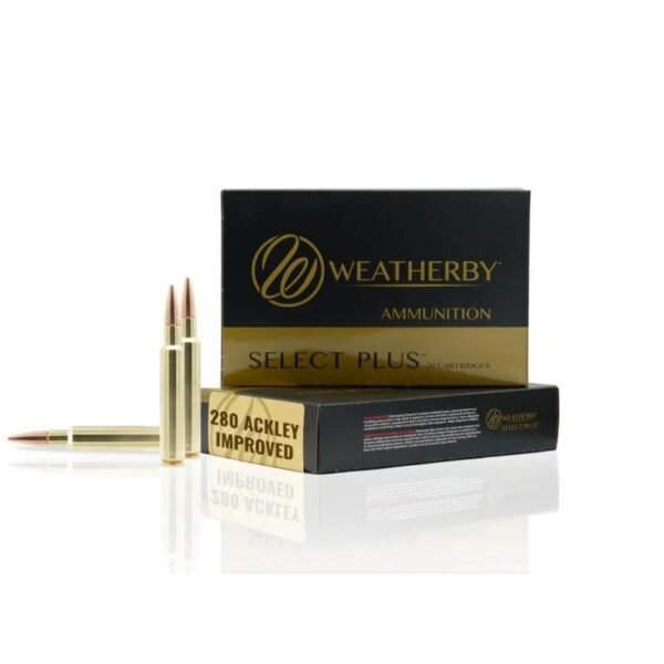 Weatherby select plus classic hybrid rifle ammunition. 280 ackley improved 168 gr jhp 20/ct